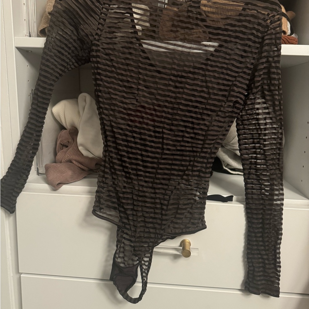 Black Striped Sheer Bodysuit